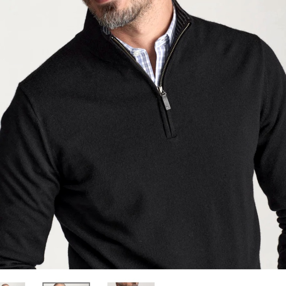 UNTUCKit Merino Wool Quarter Zip Sweater black size Small